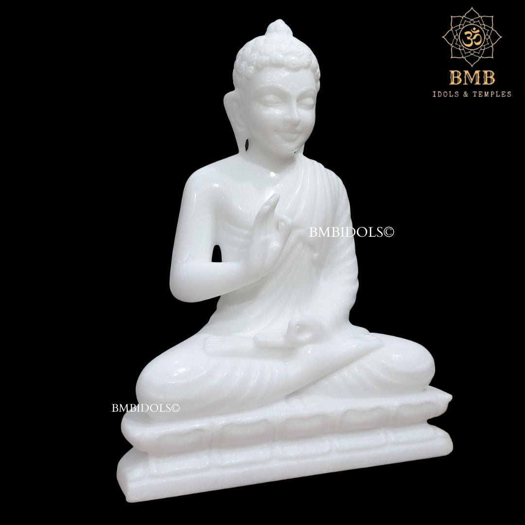 Marble Buddha Statue made in Natural Makrana Marble in 15inches