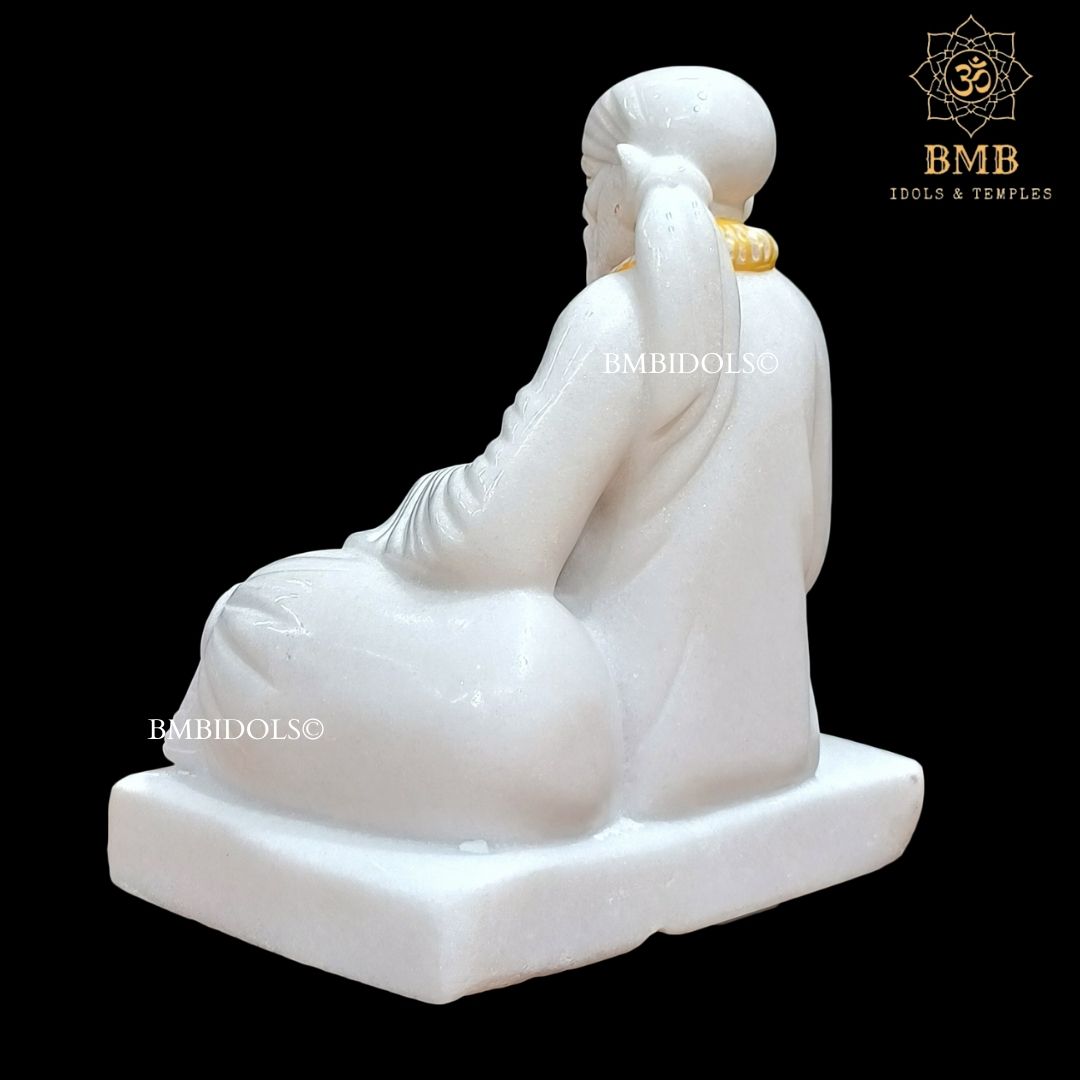 Marble Dwarka Mai Shridi Sai Baba Statue made in White Makrana Marble in 12inch