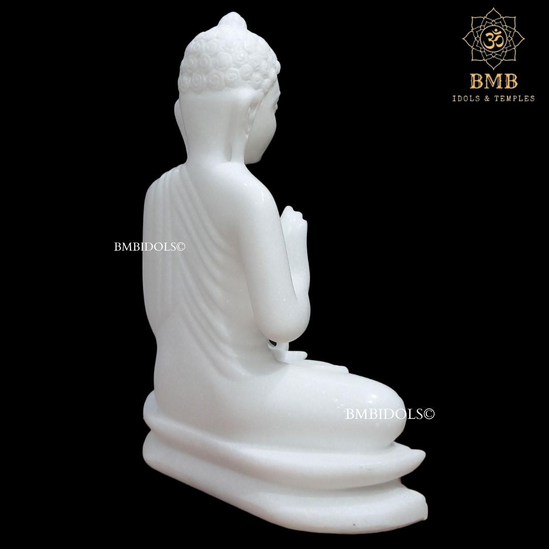 Marble Buddha Statue made in Natural Makrana Marble in 15inches