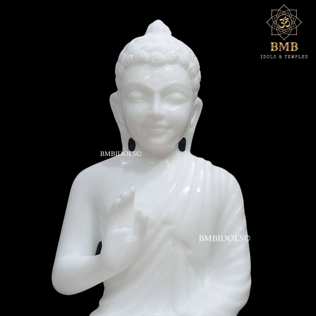 Marble Buddha Statue made in Natural Makrana Marble in 15inches