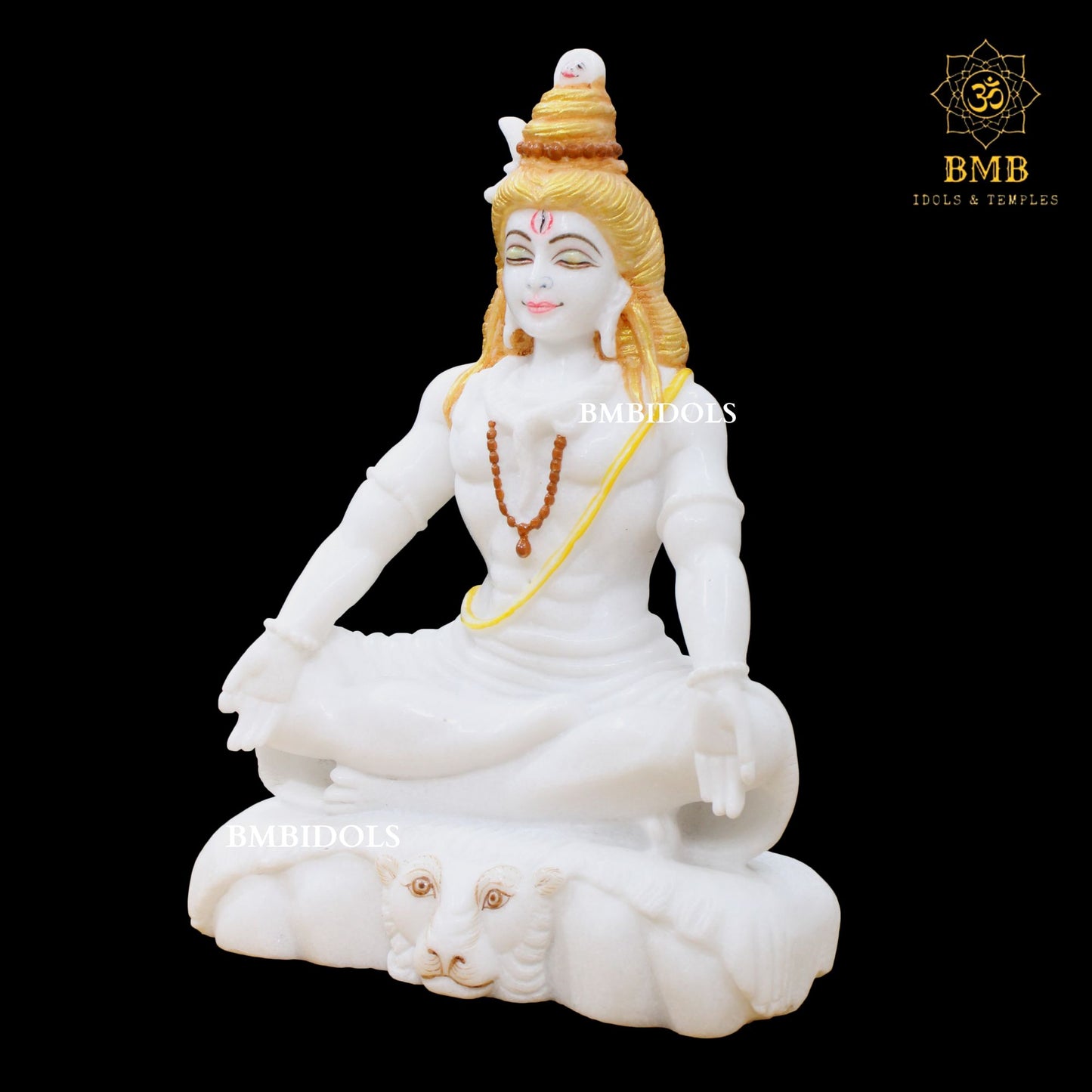 Two Hands Marble Shiva Statue in 15inches for Homes and Temples