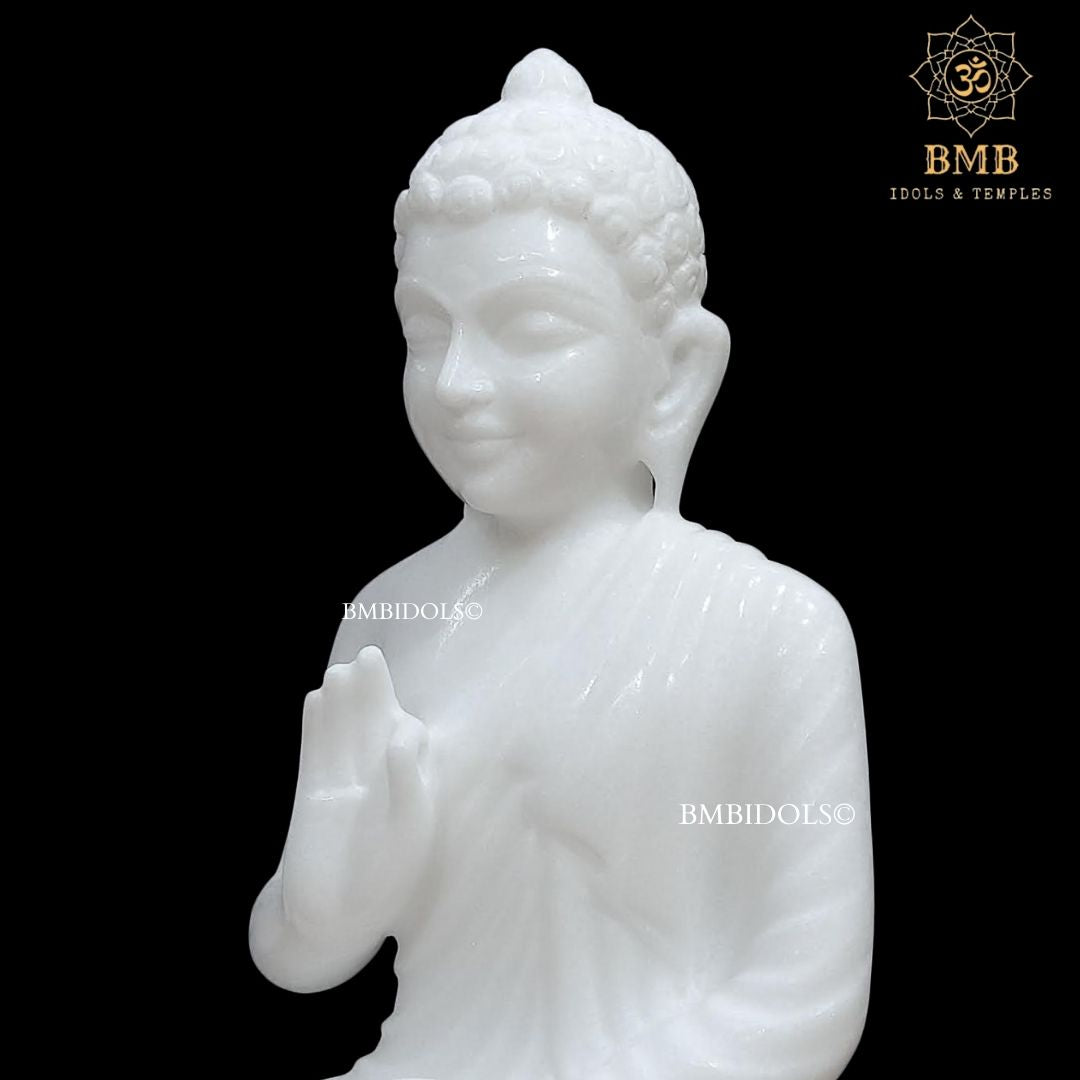 Marble Buddha Statue made in Natural Makrana Marble in 15inches