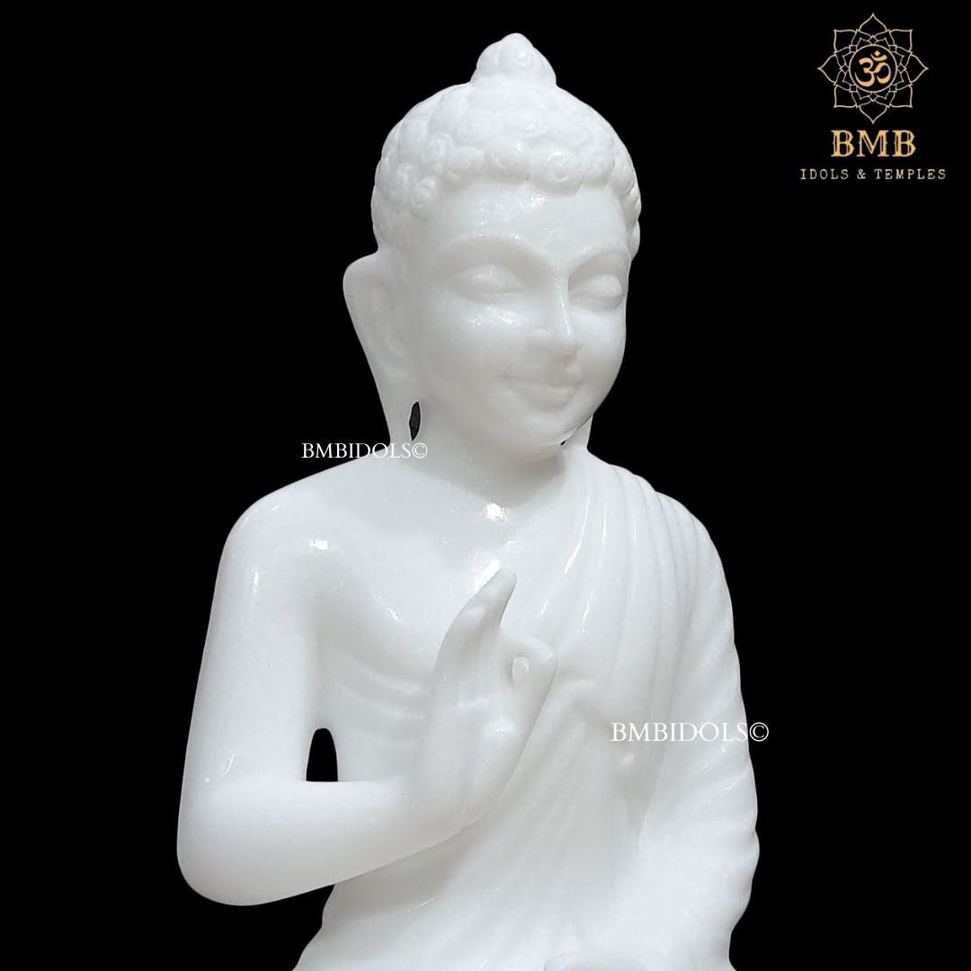 Marble Buddha Statue made in Natural Makrana Marble in 15inches