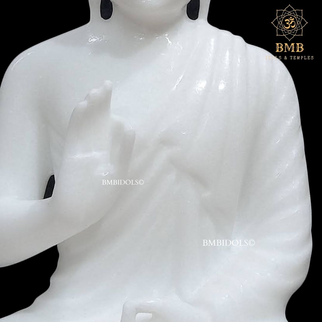 Marble Buddha Statue made in Natural Makrana Marble in 15inches