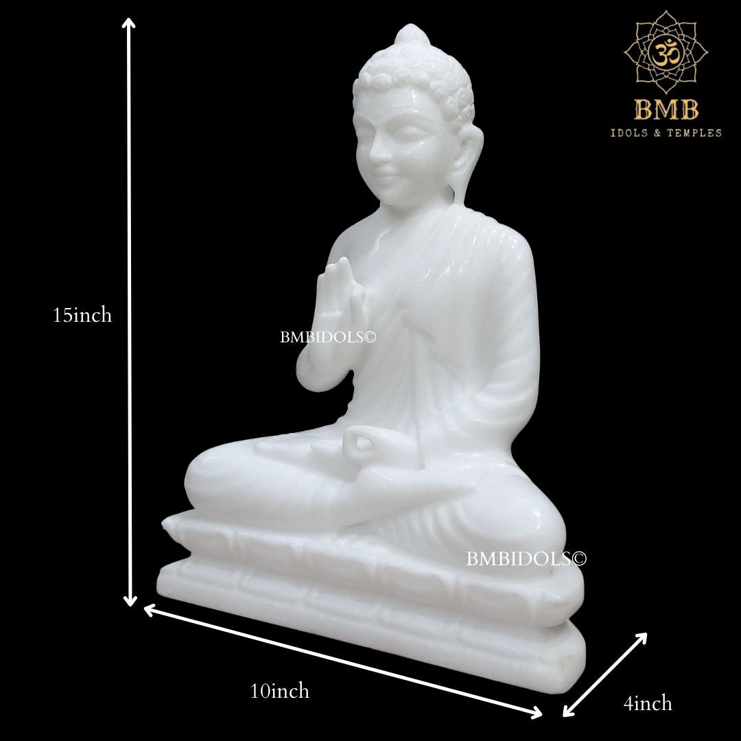 Marble Buddha Statue made in Natural Makrana Marble in 15inches