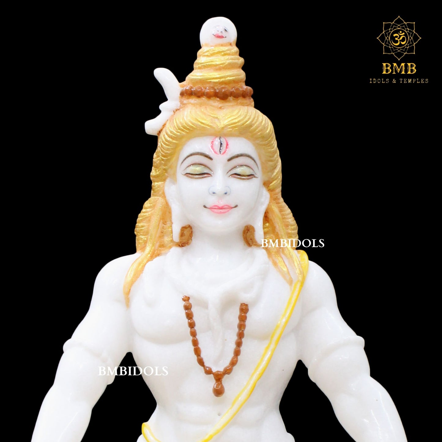 Two Hands Marble Shiva Statue in 15inches for Homes and Temples