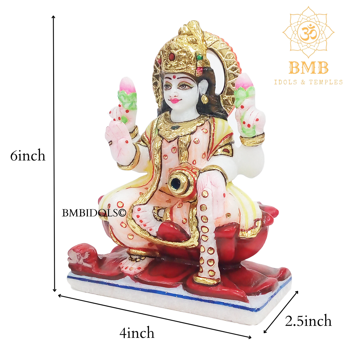 Marble Ganesh Lakshmi Statue made in Marble in 6inches for Home