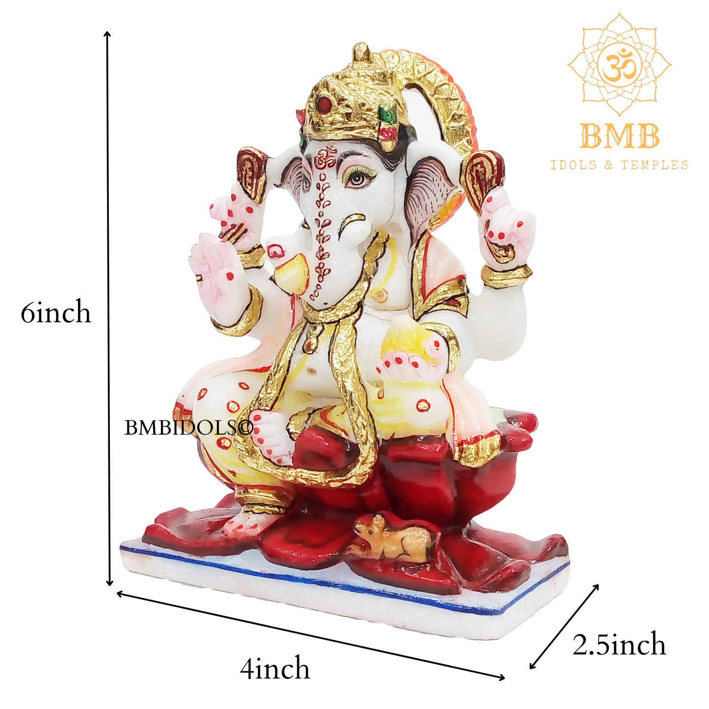 Marble Ganesh Lakshmi Statue made in Marble in 6inches for Home