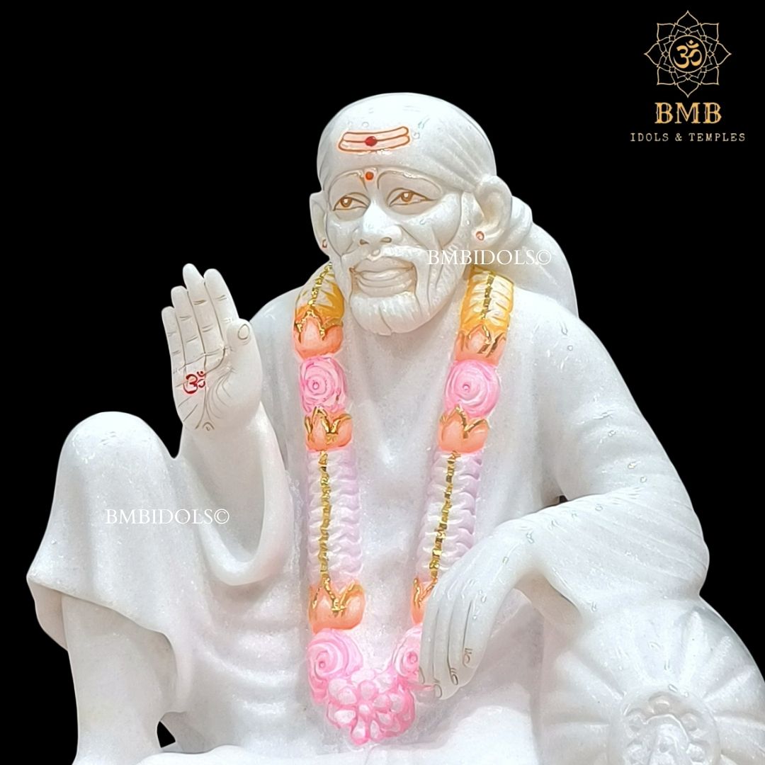 Marble Dwarka Mai Shridi Sai Baba Statue made in White Makrana Marble in 12inch