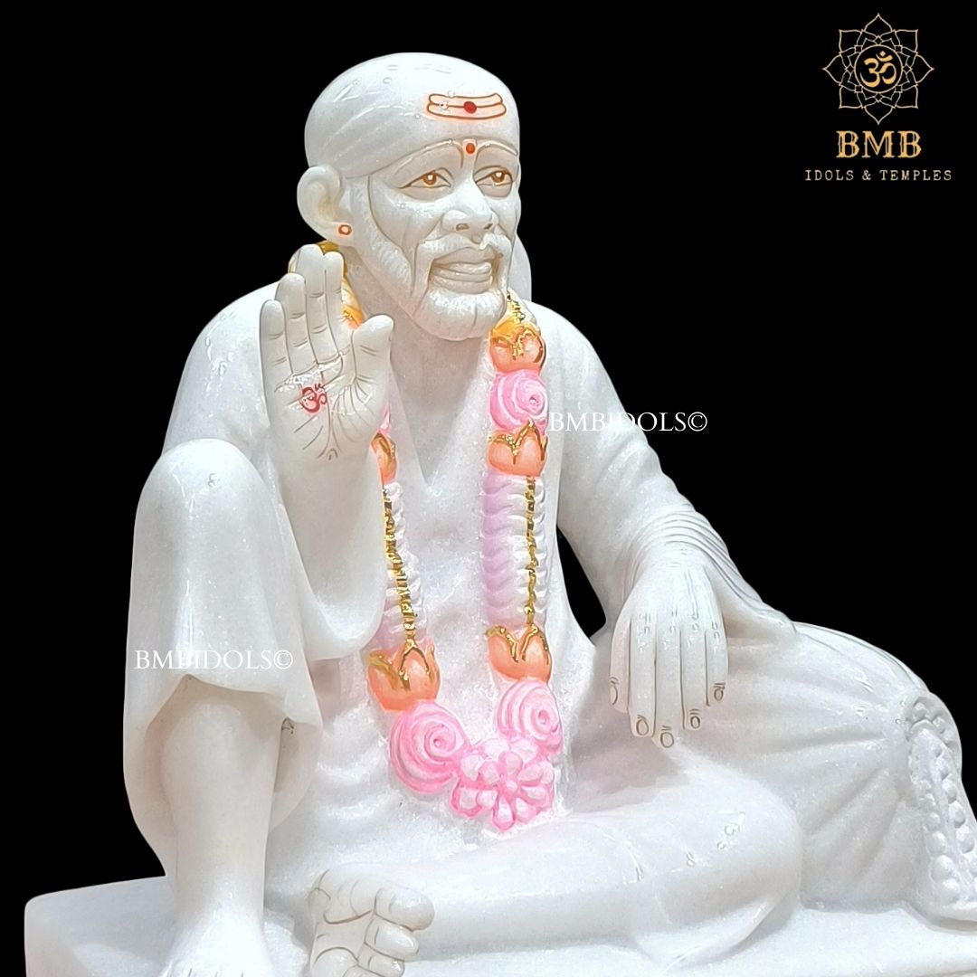 Marble Dwarka Mai Shridi Sai Baba Statue made in White Makrana Marble in 12inch