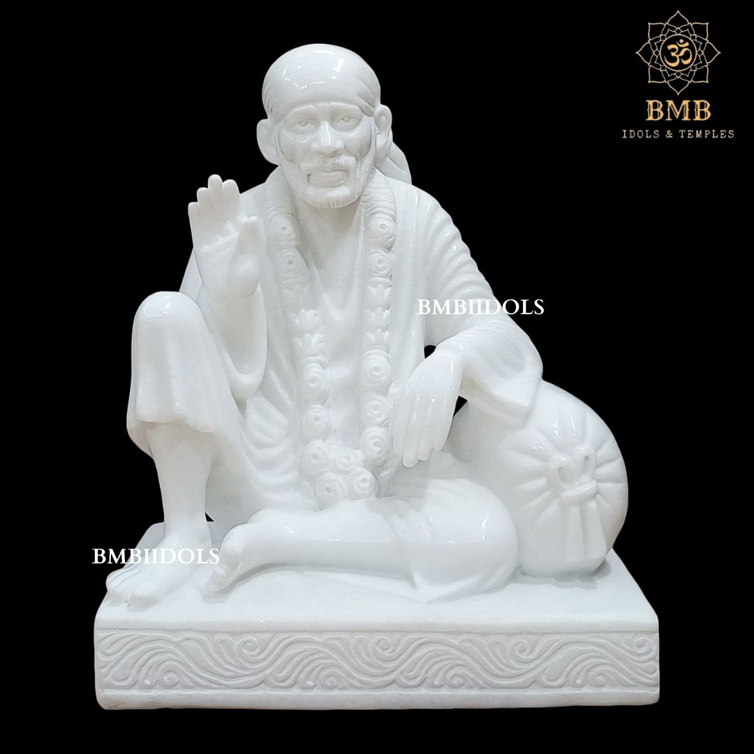 Marble Dwarka Mai Sai Baba Statue made in 15inches in Makrana Marble