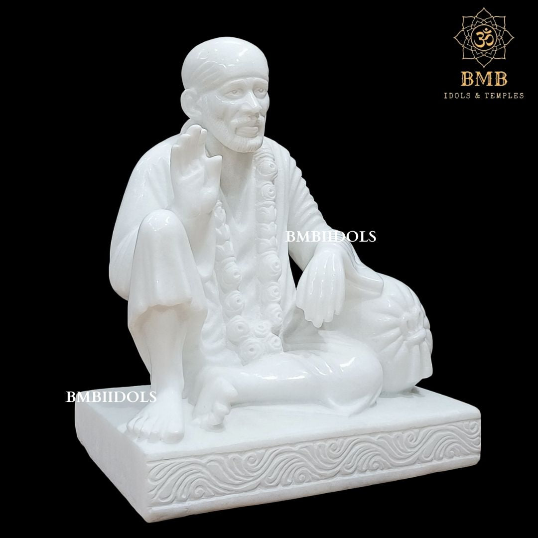 Marble Dwarka Mai Sai Baba Statue made in 15inches in Makrana Marble