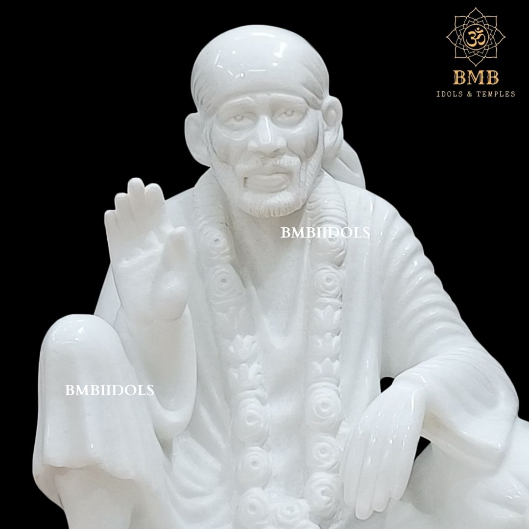 Marble Dwarka Mai Sai Baba Statue made in 15inches in Makrana Marble