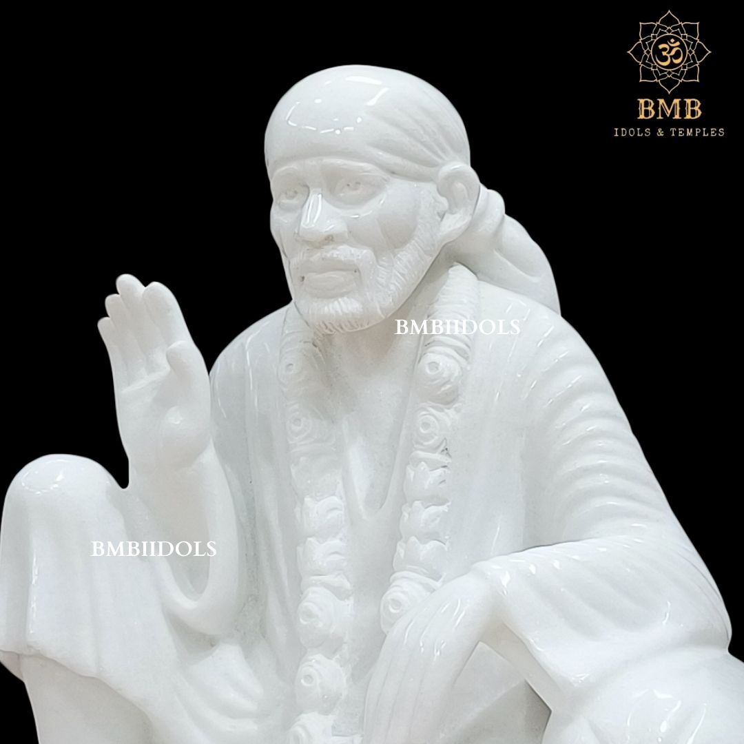 Marble Dwarka Mai Sai Baba Statue made in 15inches in Makrana Marble