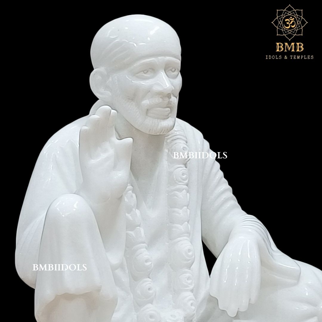 Marble Dwarka Mai Sai Baba Statue made in 15inches in Makrana Marble