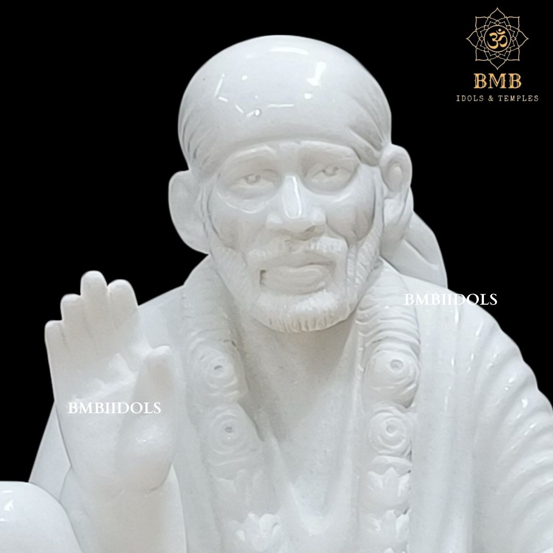 Marble Dwarka Mai Sai Baba Statue made in 15inches in Makrana Marble