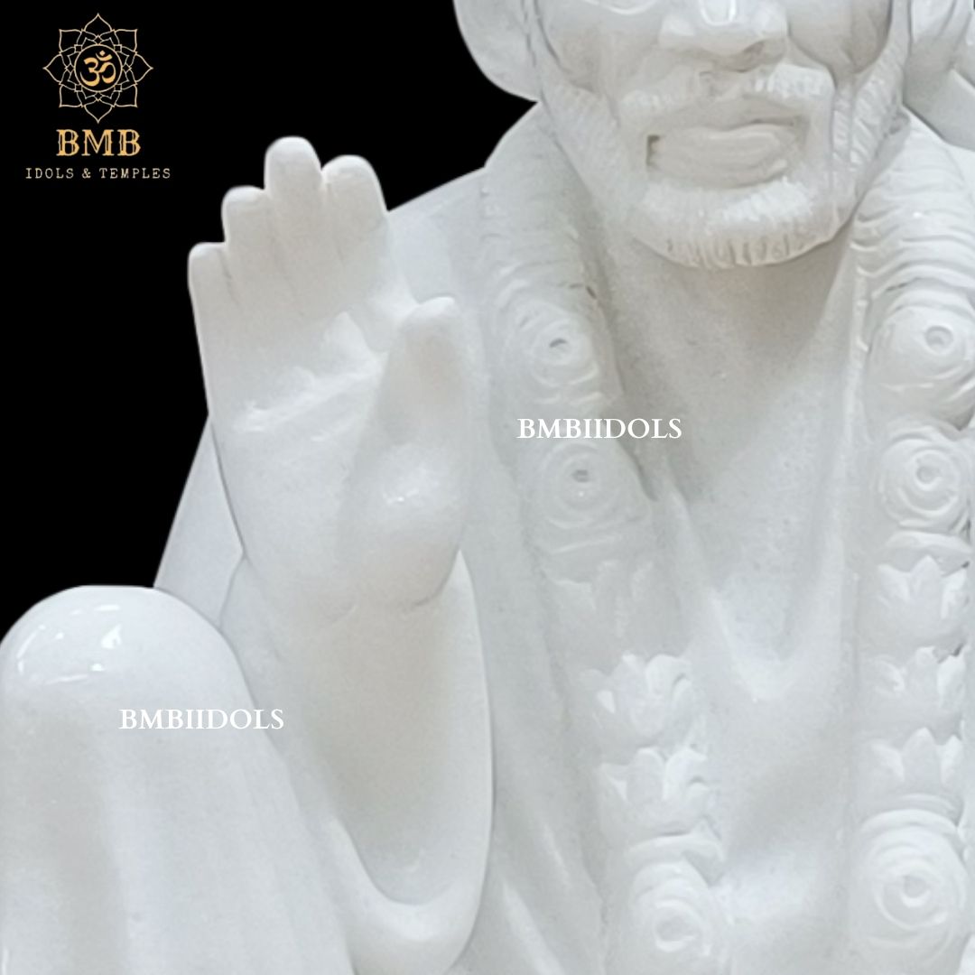 Marble Dwarka Mai Sai Baba Statue made in 15inches in Makrana Marble