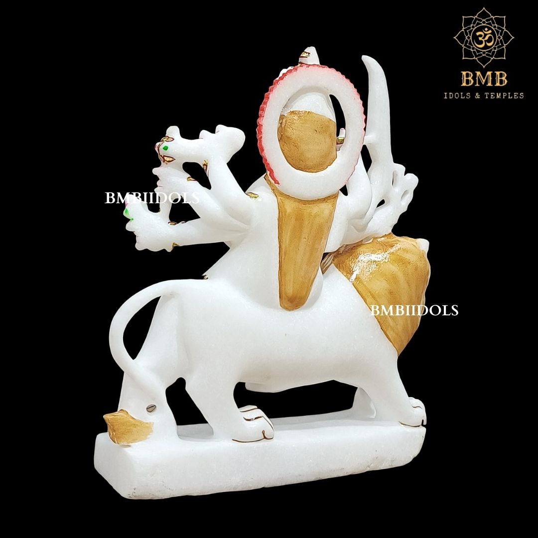Marble Durga Mata Murti made in Natural Makrana Marble in 9inches