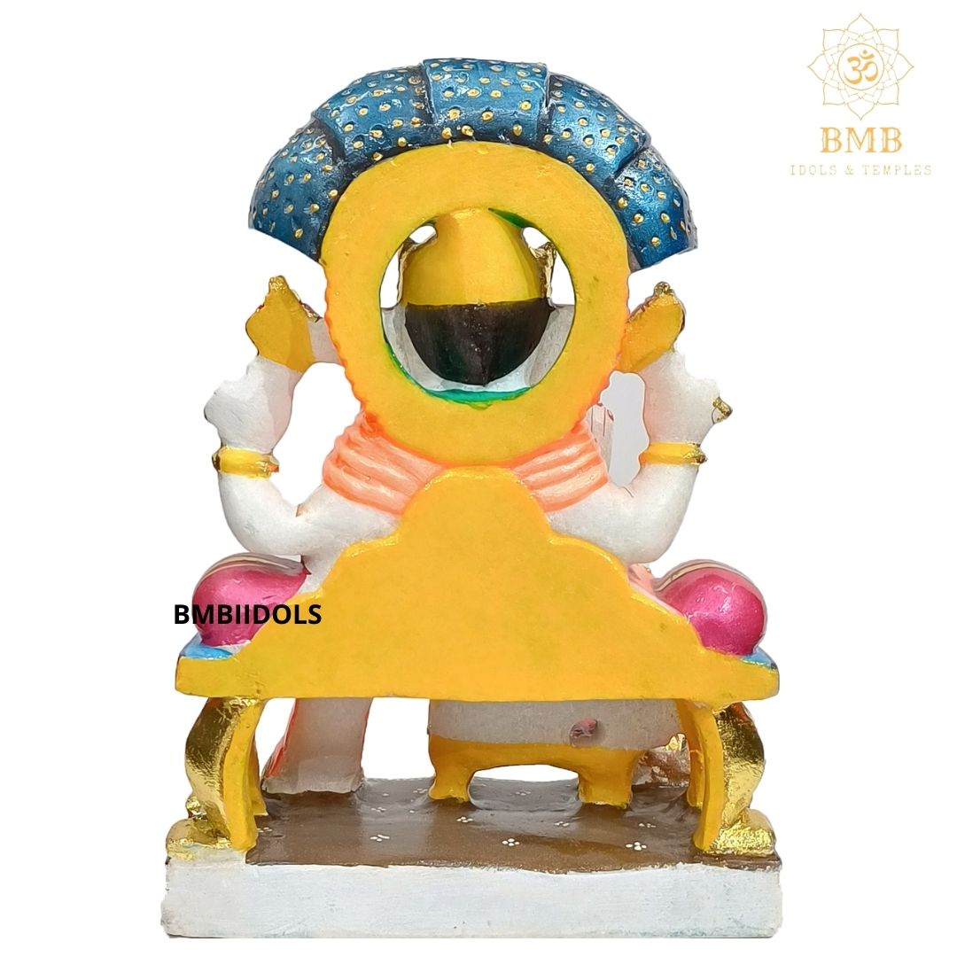 Painted Marble Ganesh Statue for Home and Temples in 12inches