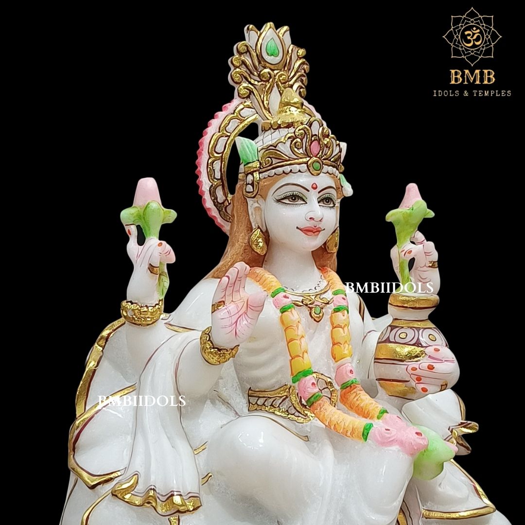 Marble Lakshmi Mata Murti made in Makrana Marble in 15inches for Home and Temples