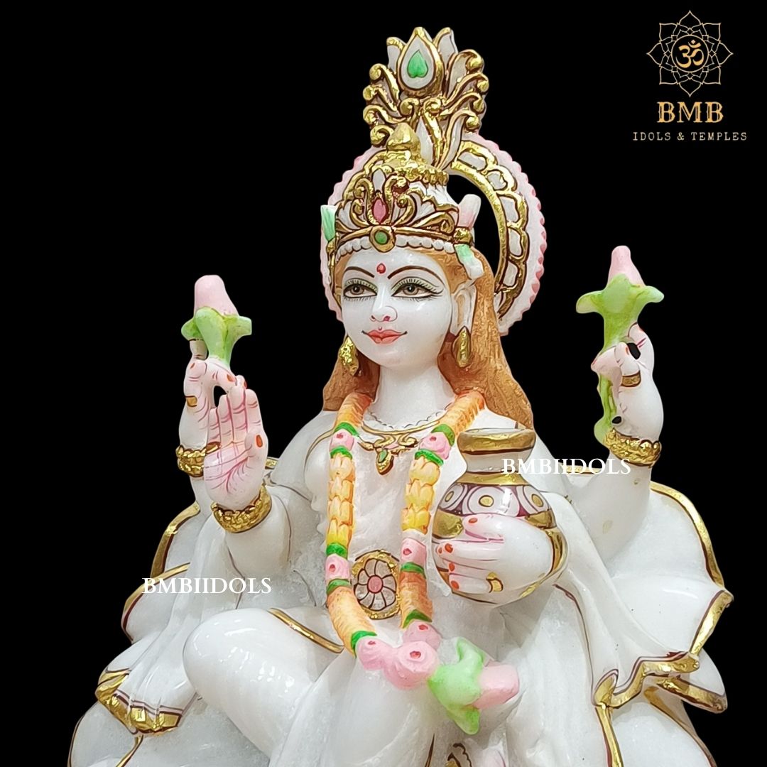 Marble Lakshmi Mata Murti made in Makrana Marble in 15inches for Home and Temples