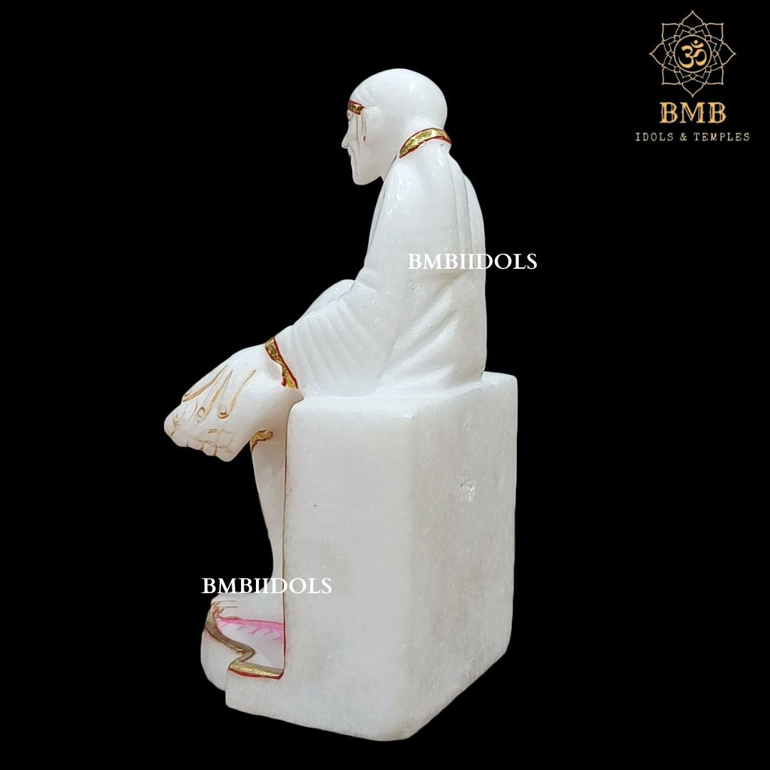 Small Marble Shridi Sai Baba Murti made in Natural white Makrana Marble in 7inch