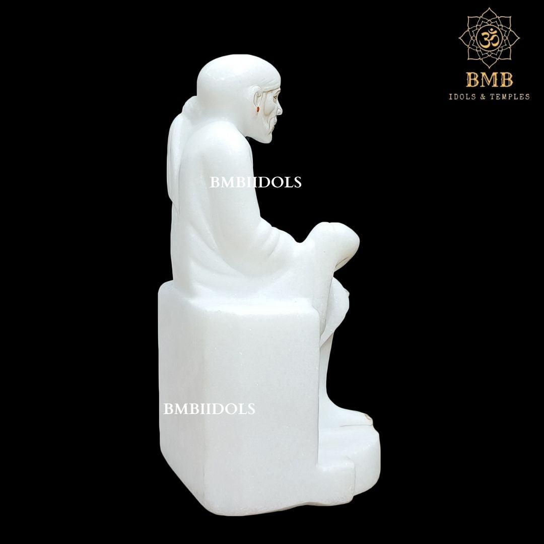 Gold Plated Marble Sai Baba Idol for Home and Temples in 9inches