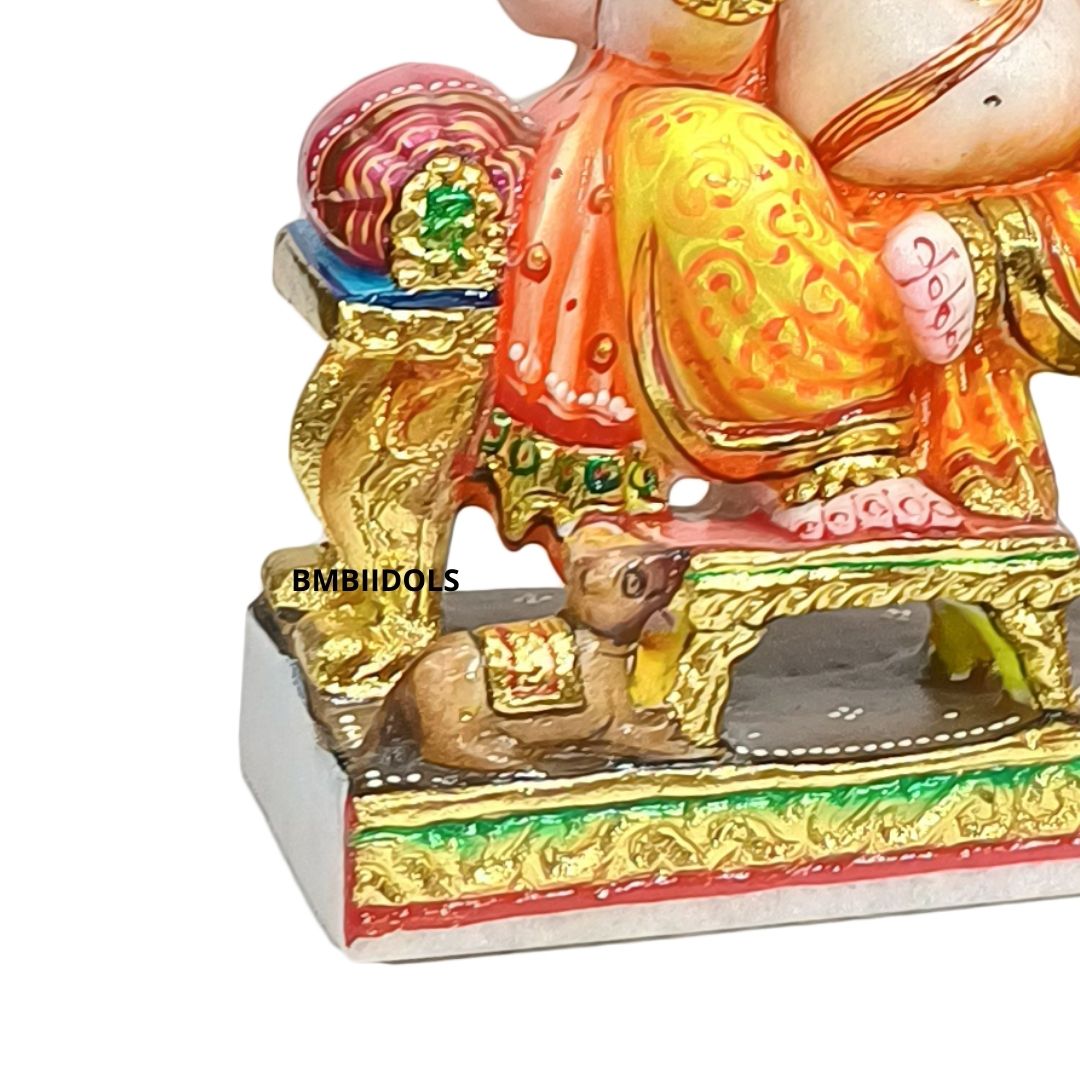 Painted Marble Ganesh Statue for Home and Temples in 12inches