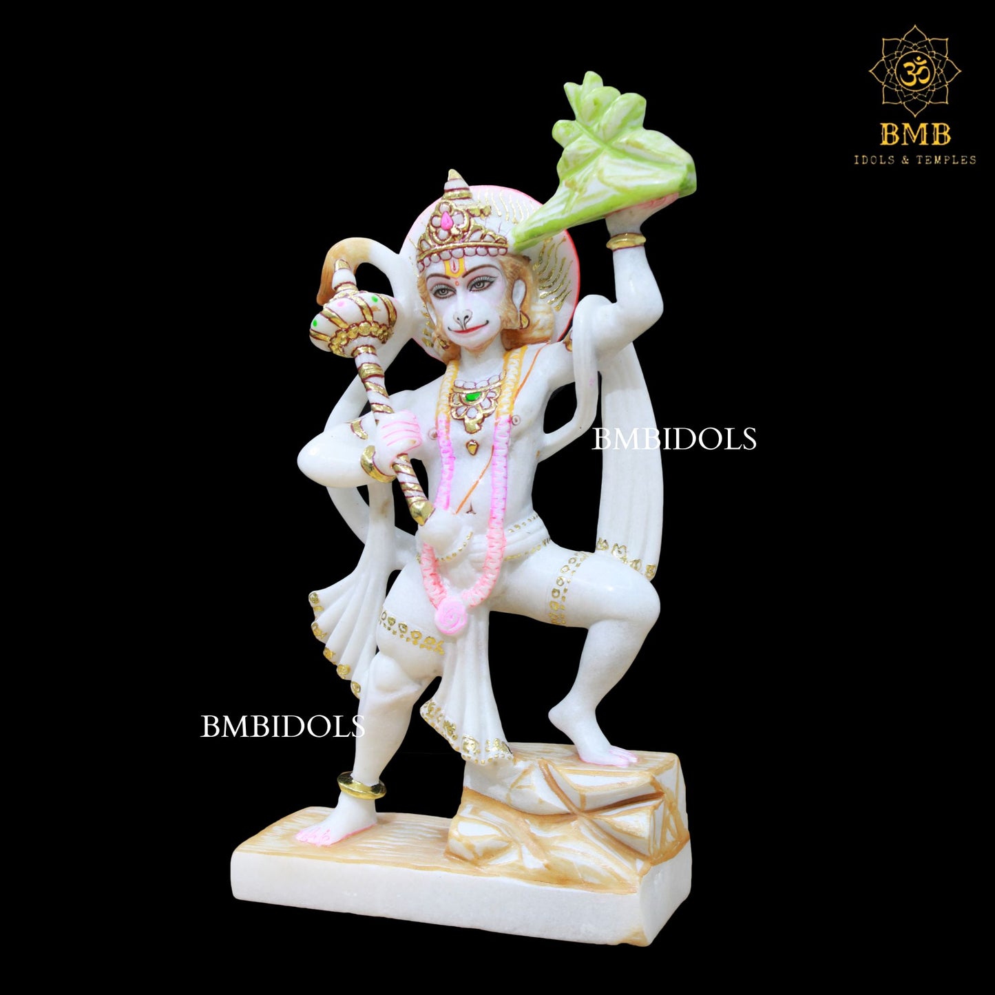 Marble Veer Hanuman Statue carrying Gada in Hand in 12inch