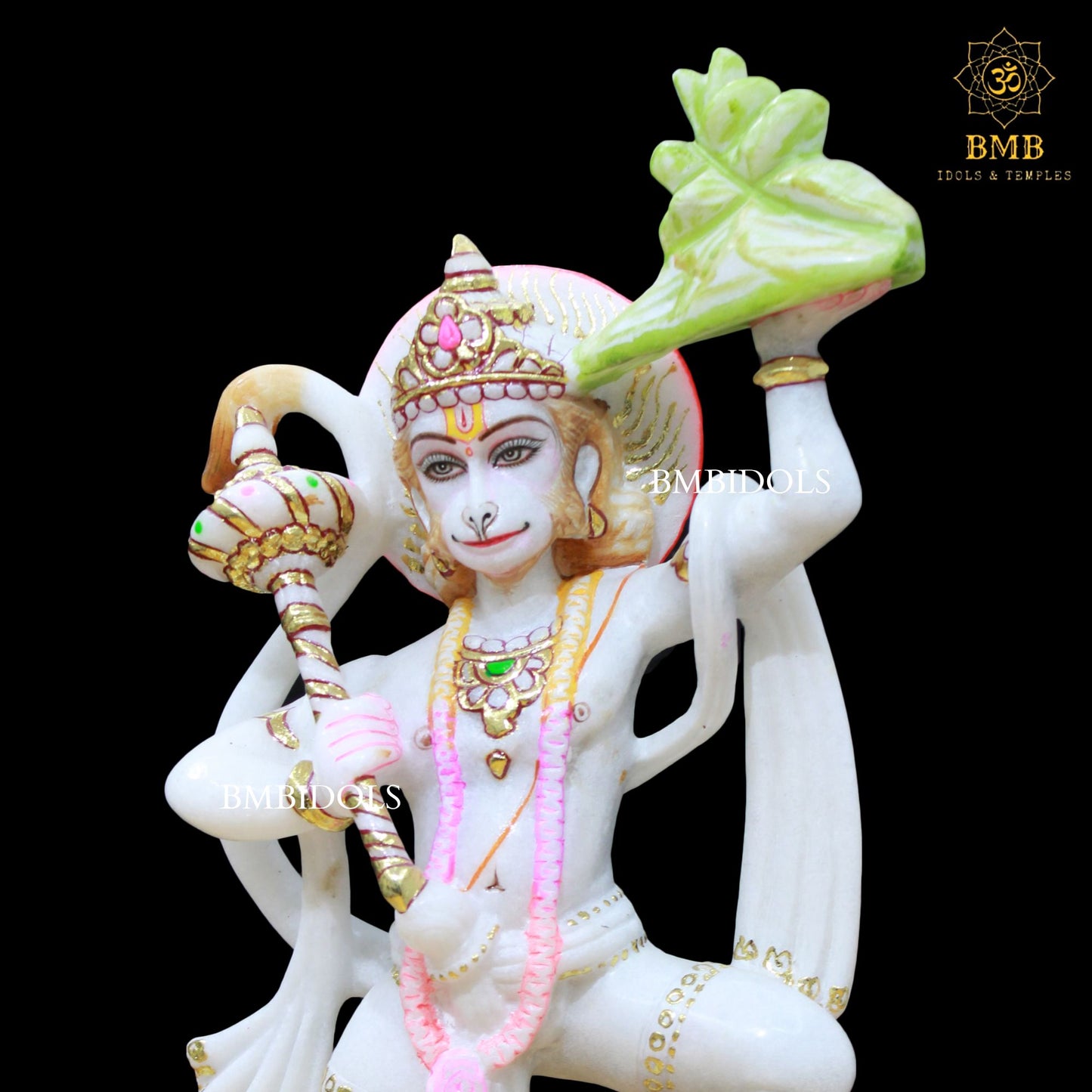 Marble Veer Hanuman Statue carrying Gada in Hand in 12inch