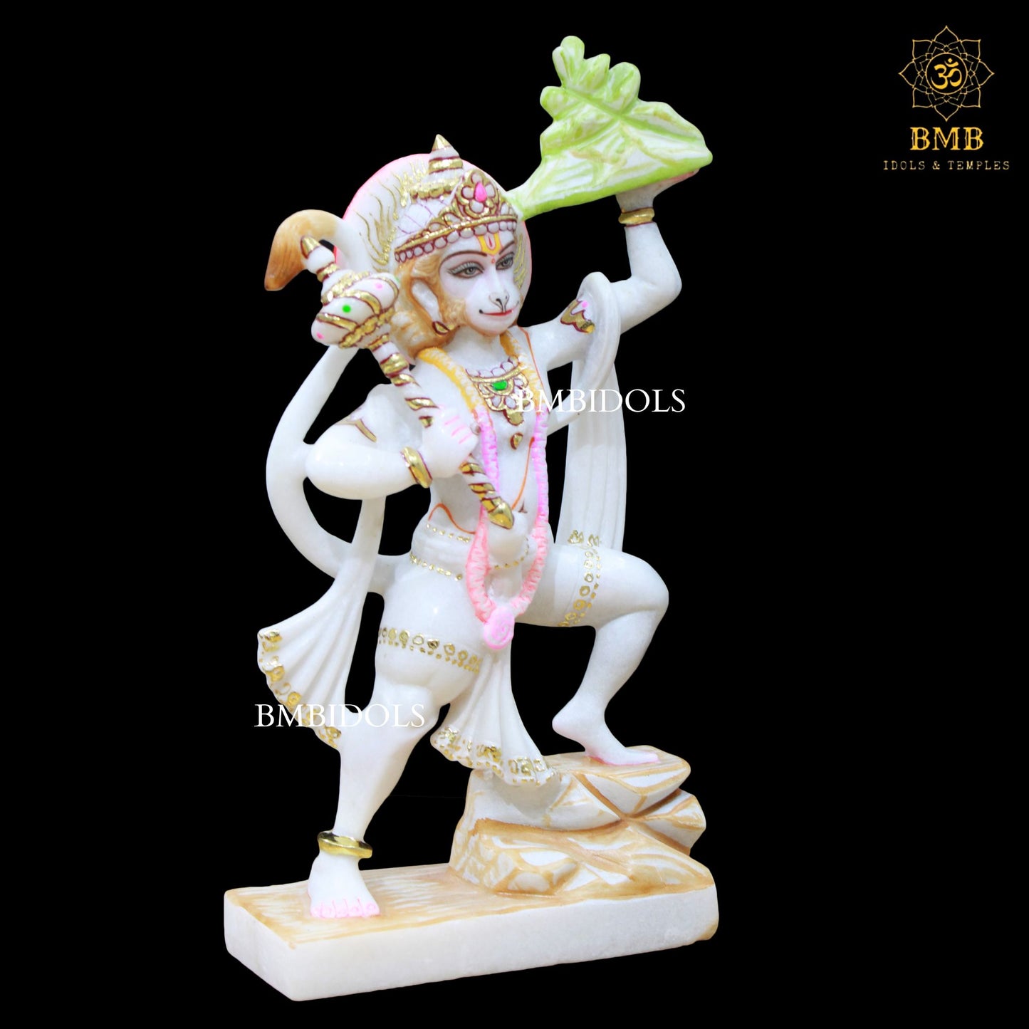 Marble Veer Hanuman Statue carrying Gada in Hand in 12inch