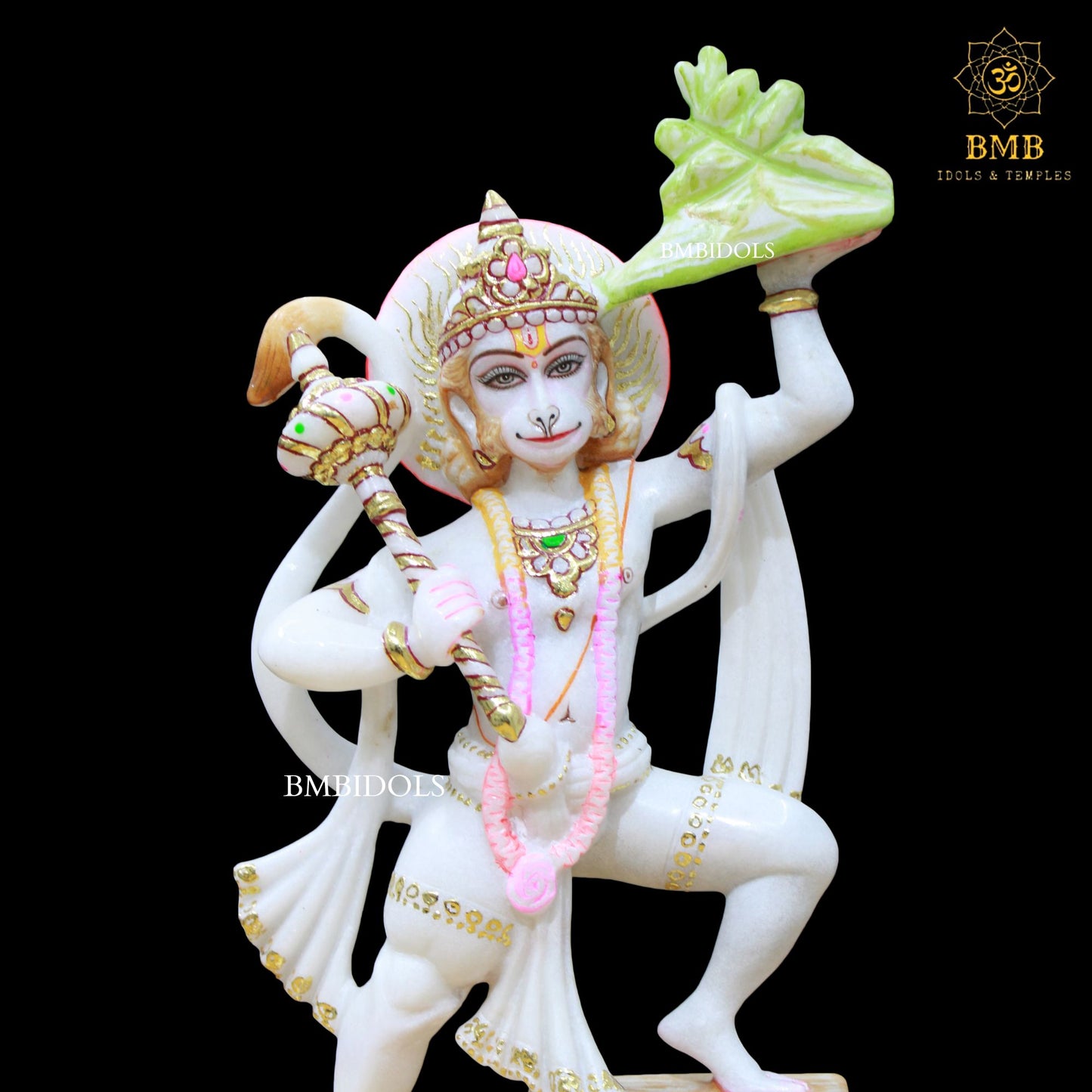 Marble Veer Hanuman Statue carrying Gada in Hand in 12inch