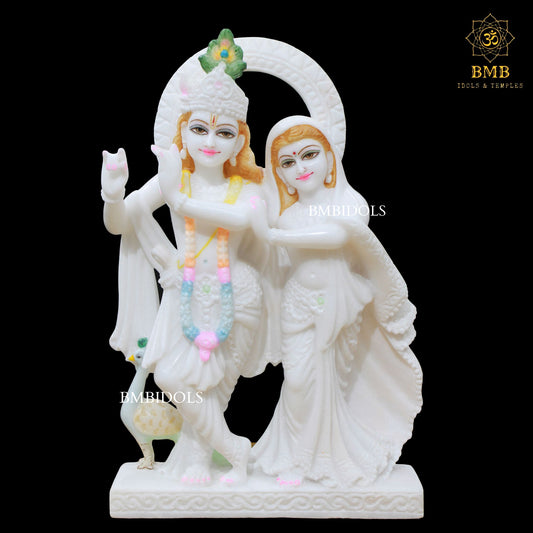 Marble Jugal Radha Krishna Statue in 18inch in Makrana Marble