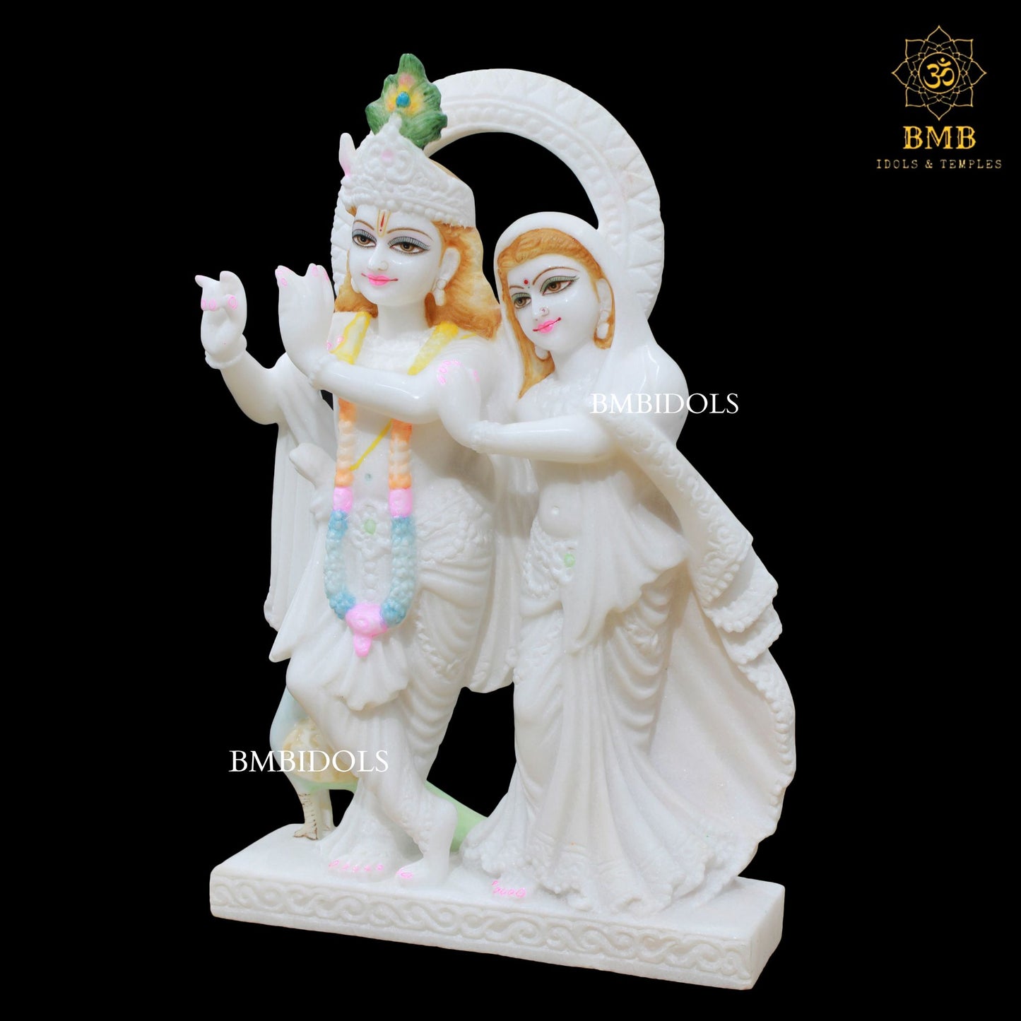 Marble Jugal Radha Krishna Statue in 18inch in Makrana Marble