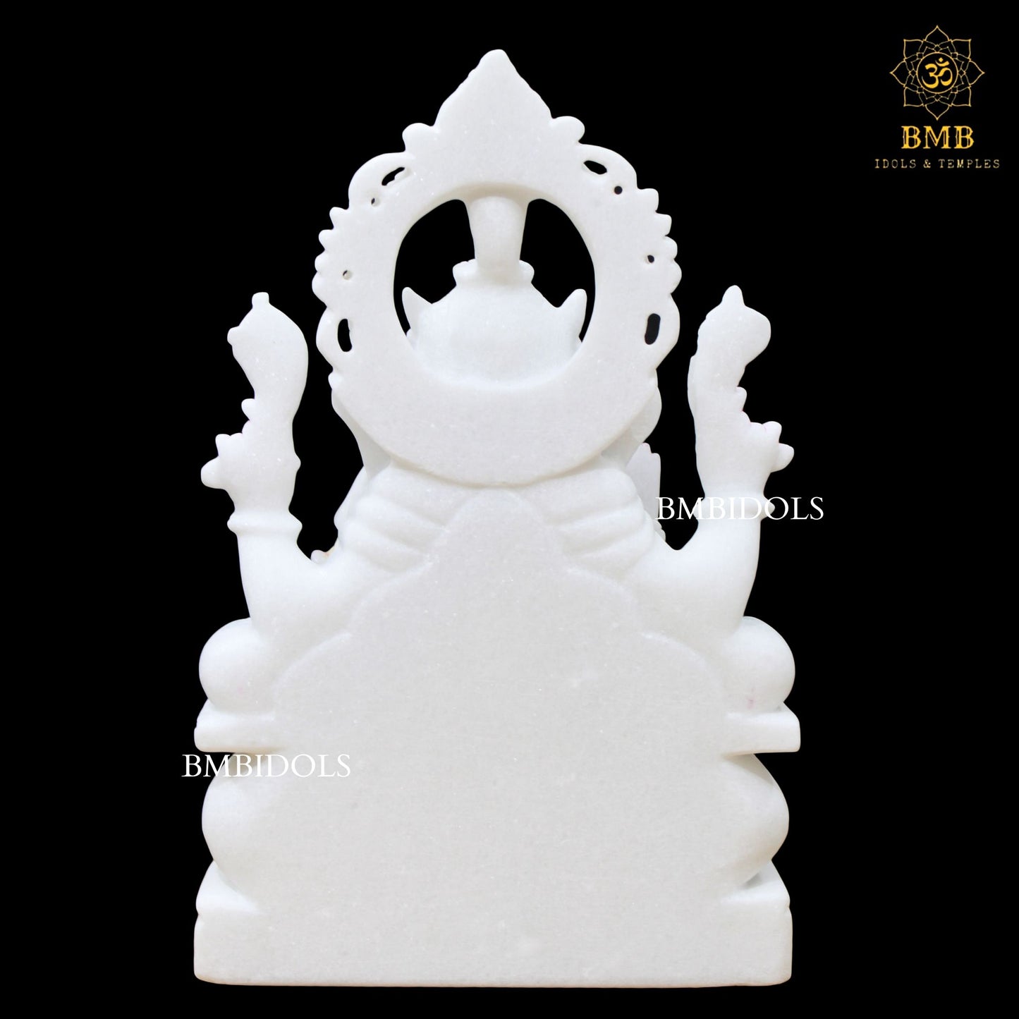 White Double Kiran Marble Ganesh Statue in 15inch with Four Hands