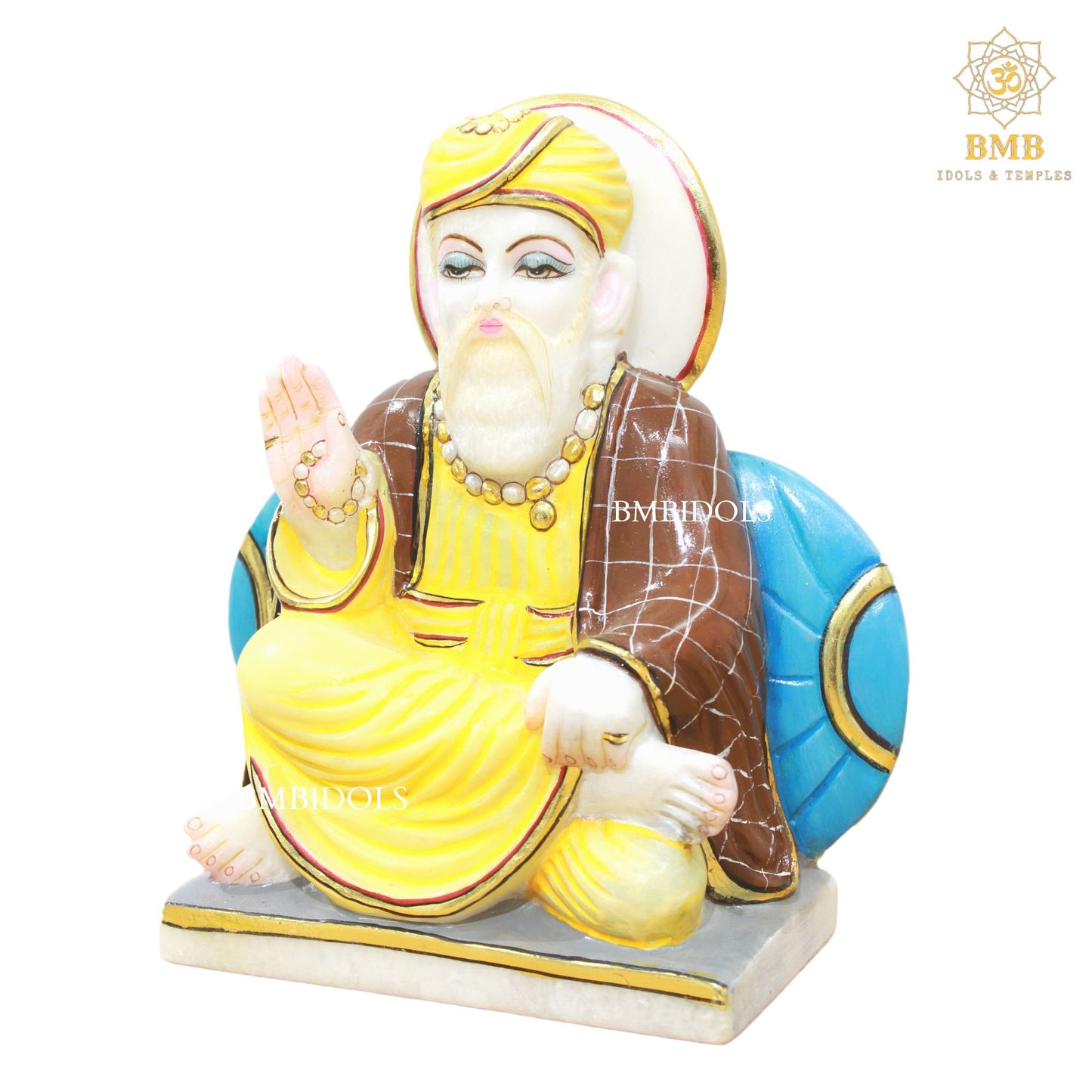 Marble Guru Nanak Murti in Full Coloured Dress in 9inches