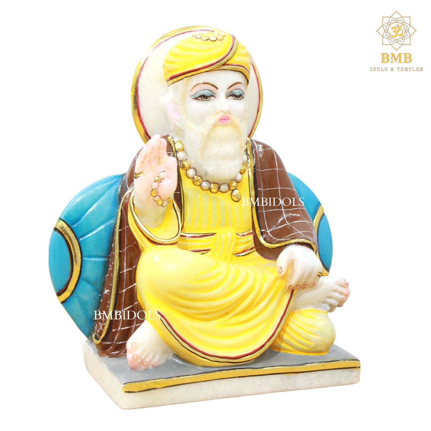 Marble Guru Nanak Murti in Full Coloured Dress in 9inches