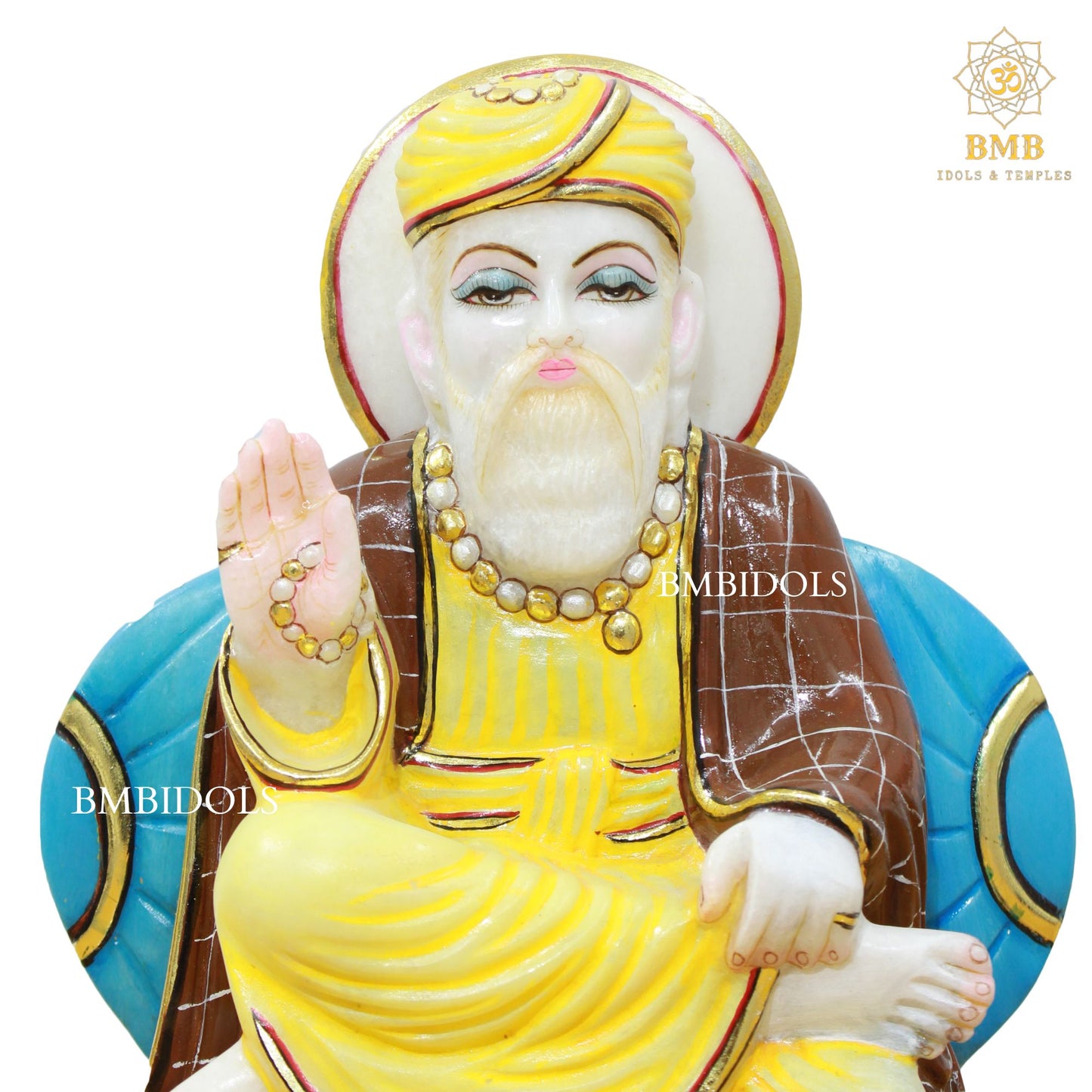 Marble Guru Nanak Murti in Full Coloured Dress in 9inches