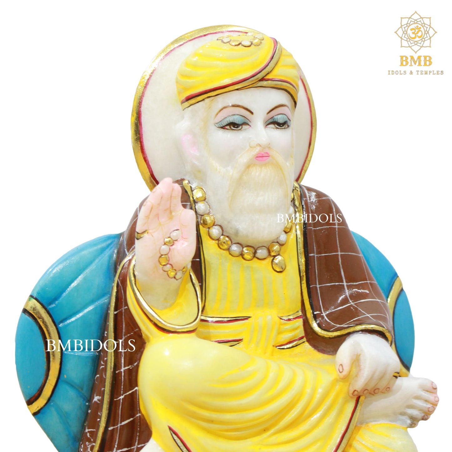 Marble Guru Nanak Murti in Full Coloured Dress in 9inches