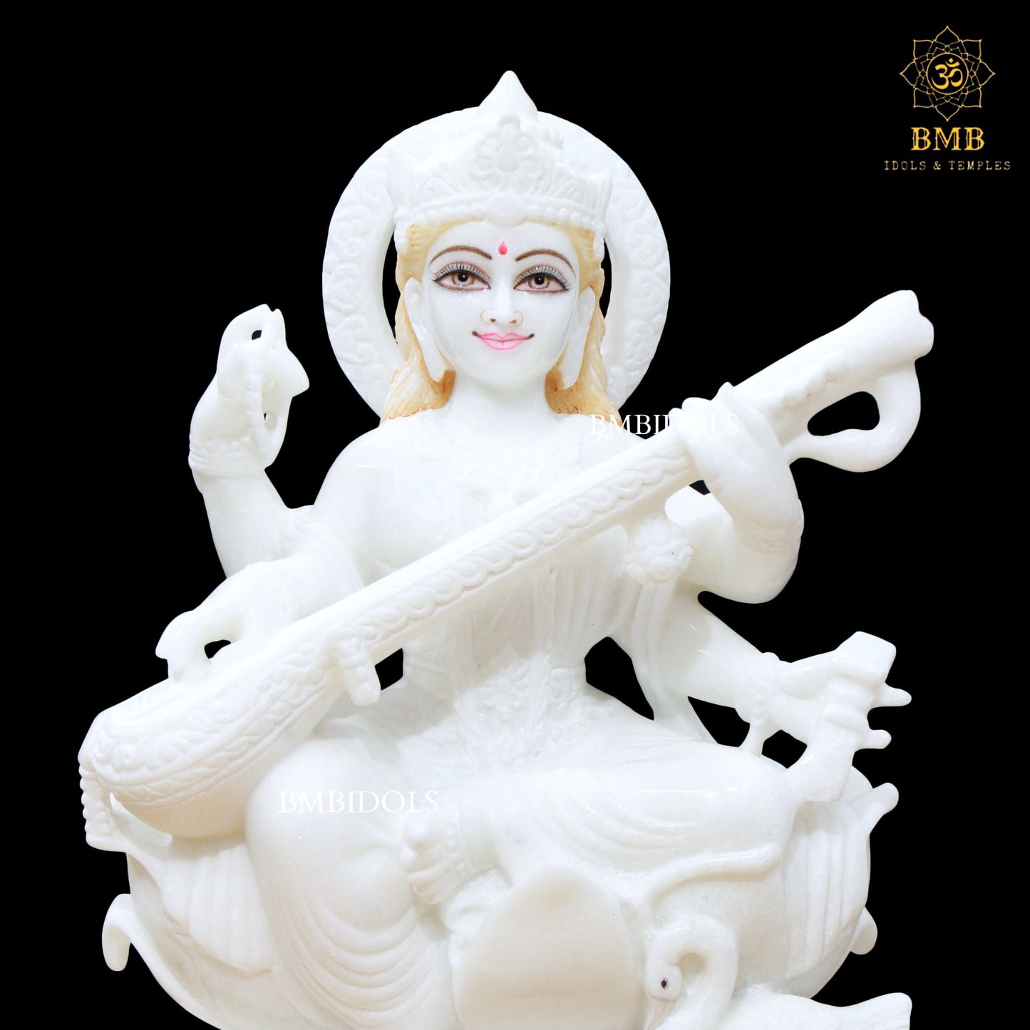 Marble Saraswati Maa Murti in 15inches for Homes and Temples