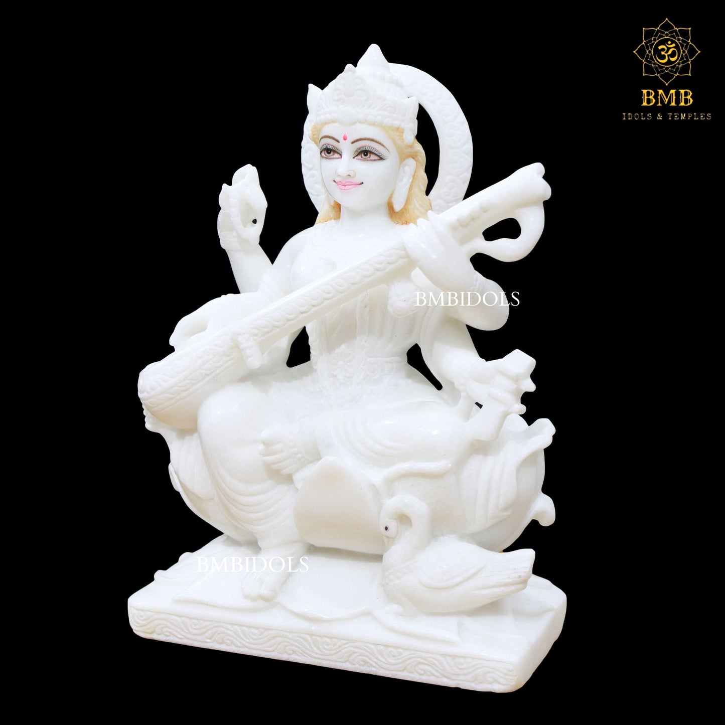 Marble Saraswati Maa Murti in 15inches for Homes and Temples