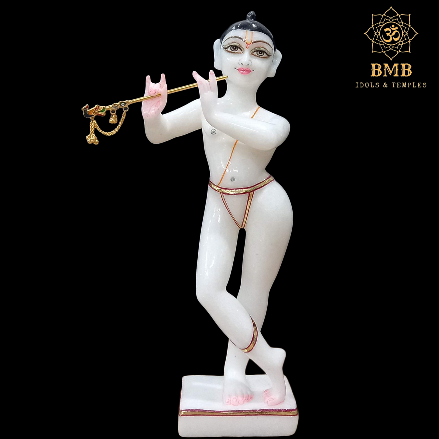 Marble Iskcon Radha Krishna Statue in 12inches in Iskcon Style