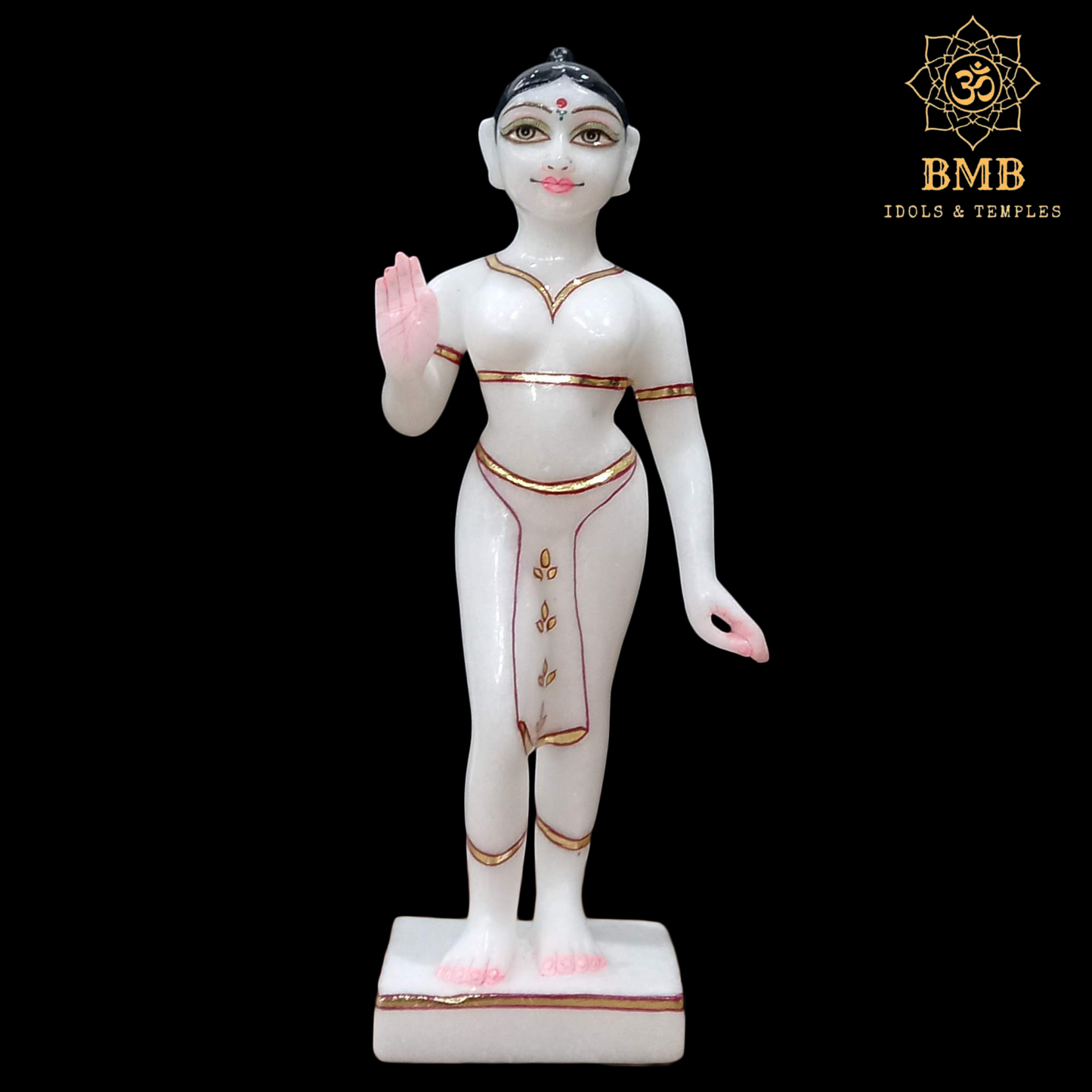 Marble Iskcon Radha Krishna Statue in 12inches in Iskcon Style