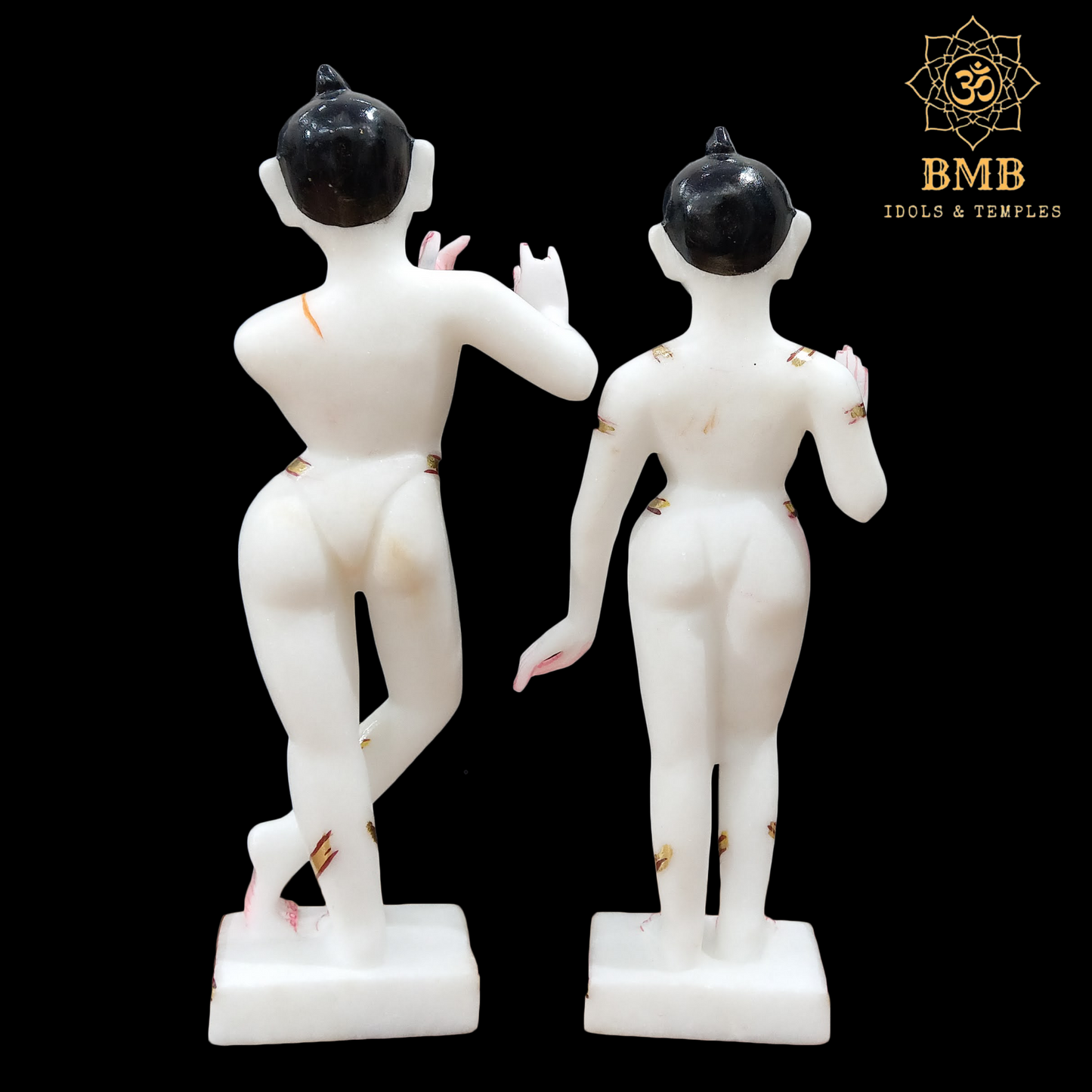 Marble Iskcon Radha Krishna Statue in 12inches in Iskcon Style