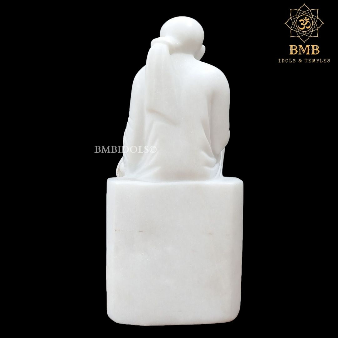 White Marble Shridi Sai Baba Statue sitting on the Singhasan