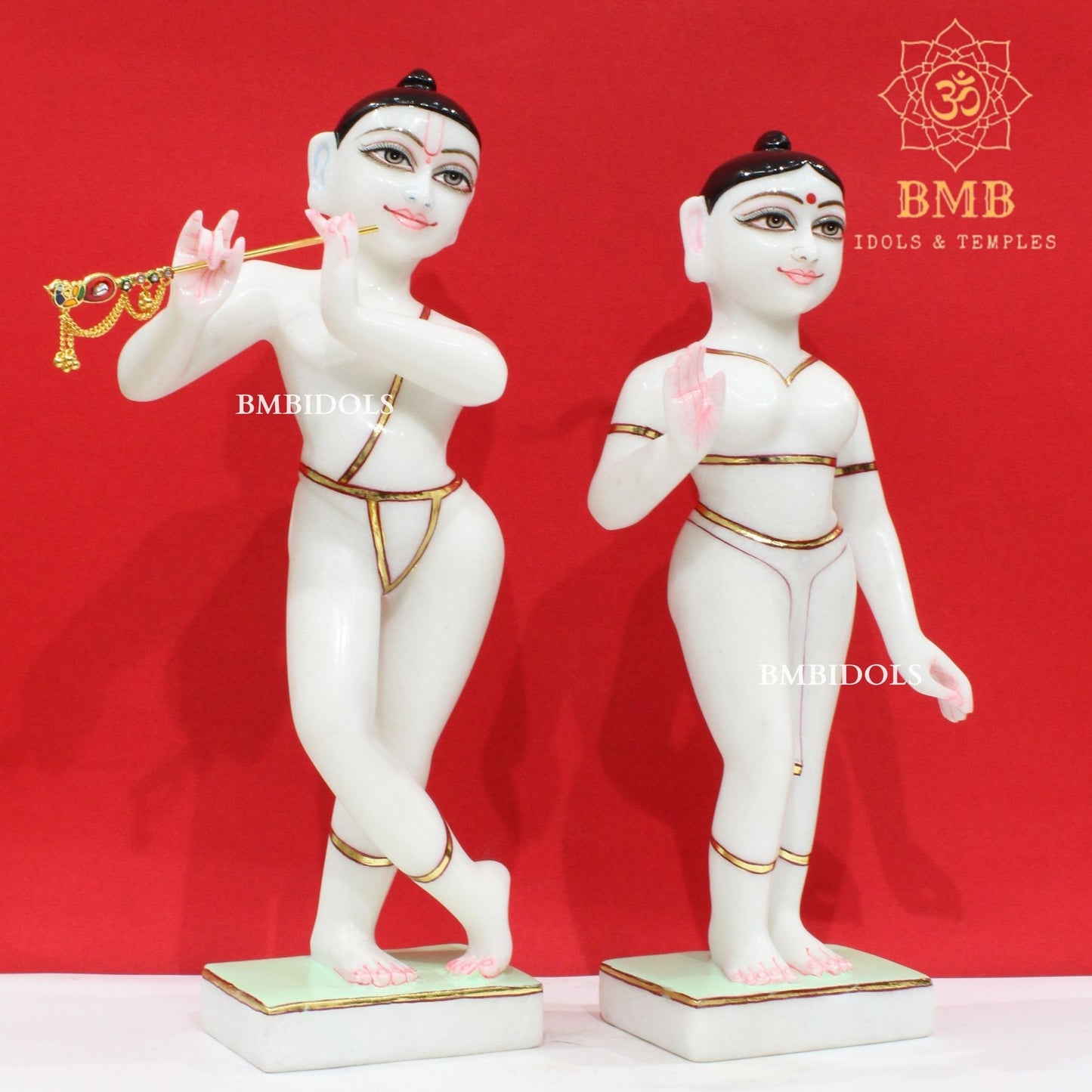 Marble Iskcon Radha Krishna Murti in Makrana Marble in 15inches