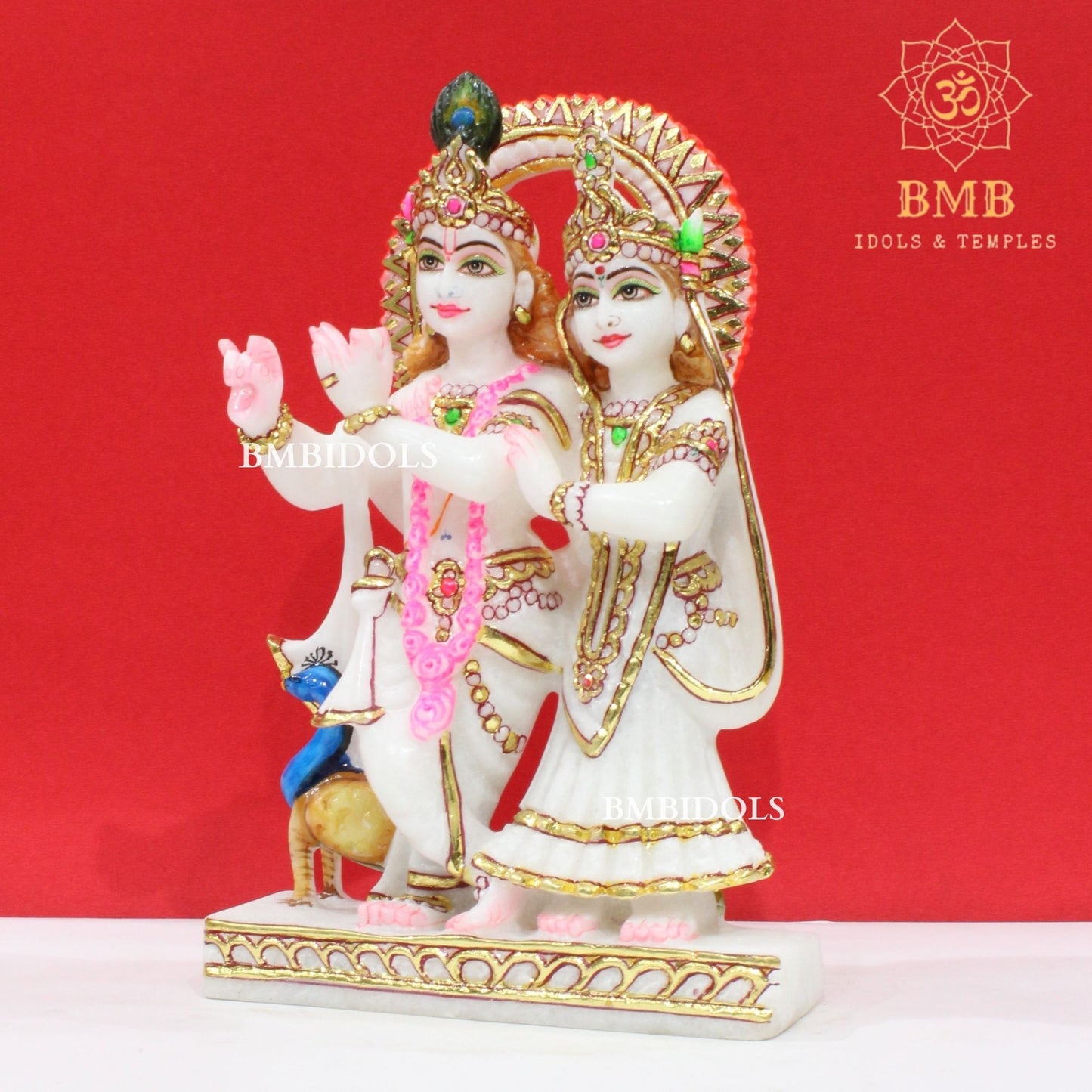 Marble Jugal Radha Krishna Statue in Makrana Marble in 9inches