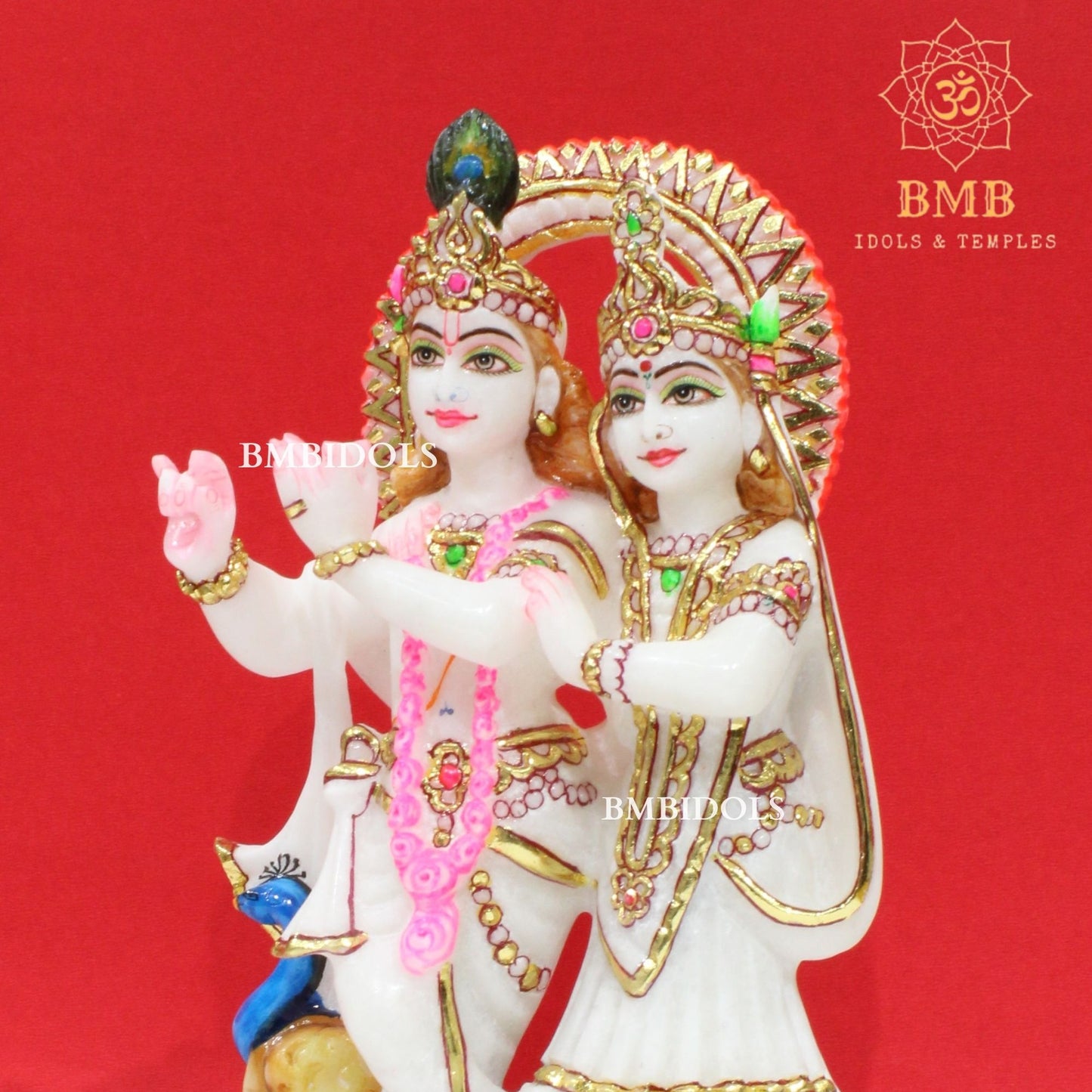 Marble Jugal Radha Krishna Statue in Makrana Marble in 9inches