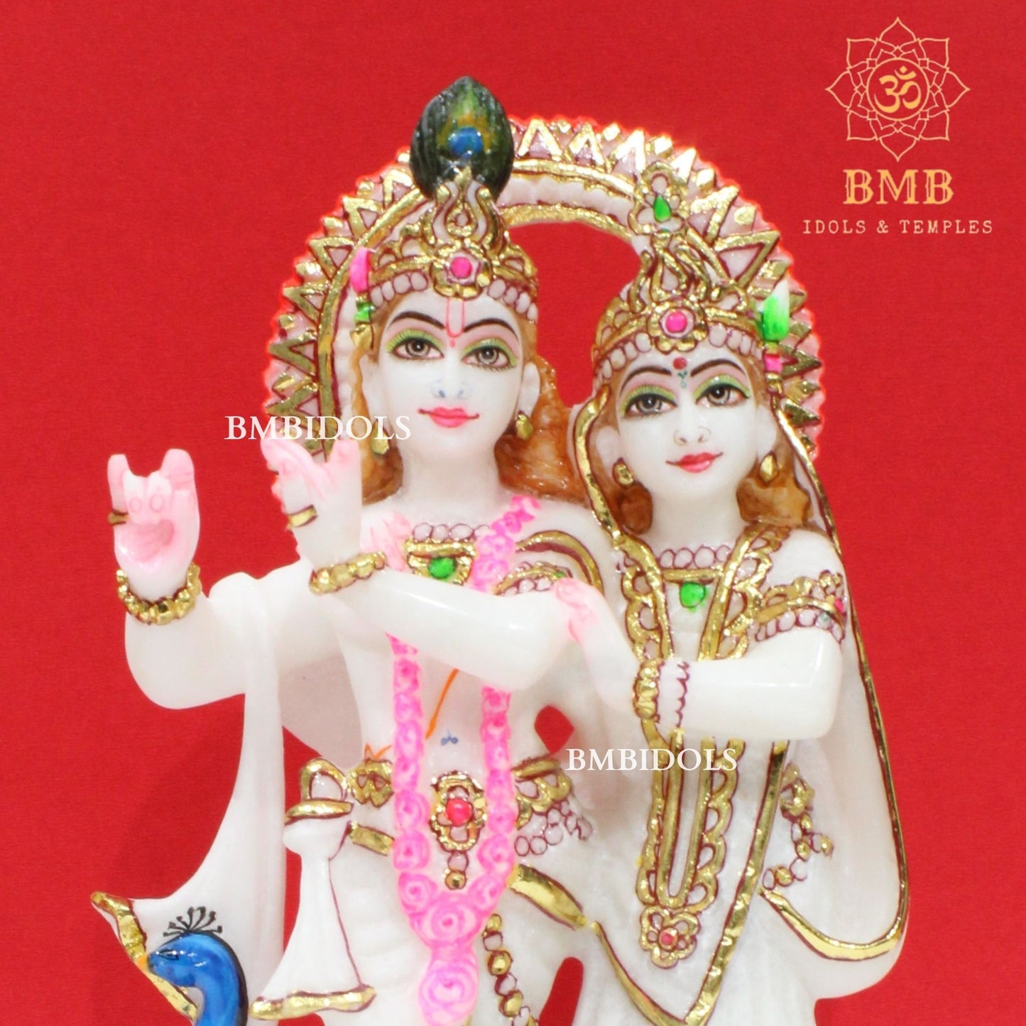 Marble Jugal Radha Krishna Statue in Makrana Marble in 9inches
