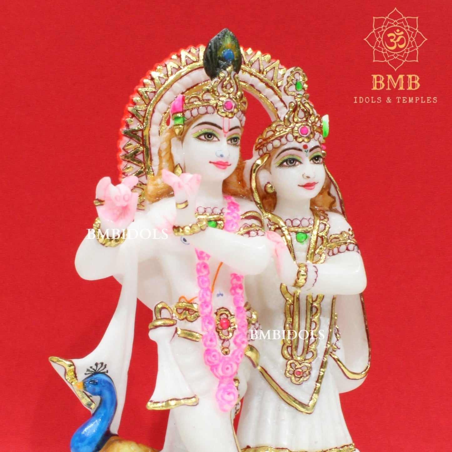 Marble Jugal Radha Krishna Statue in Makrana Marble in 9inches